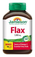 Jamieson Flax Omega-3 1000 mg lněný olej 200 kapslí Jamieson Flax Omega-3 1000 mg lněný olej 200 kapslí
