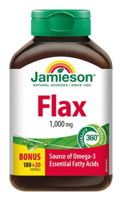 Jamieson Flax Omega-3 1000 mg lněný olej 200 kapslí Jamieson Flax Omega-3 1000 mg lněný olej 200 kapslí