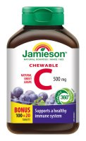 Jamieson Vitamin C 500 mg hrozny 120 cucacích tablet Jamieson Vitamin C 500 mg hrozny 120 cucacích tablet