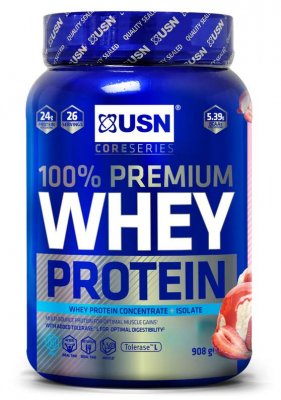 USN 100% Whey Protein Premium 908 g jahoda se smetanou