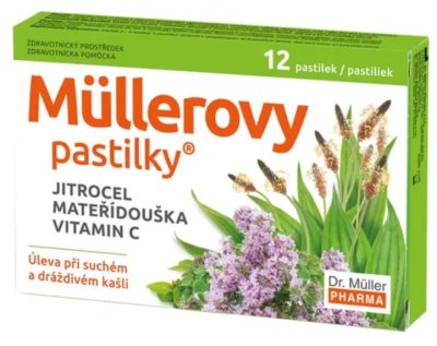 Dr. Müller Müllerovy pastilky s jitrocelem a mateřídouškou 12 pastilek