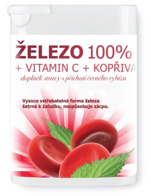 Železo 100% + vitamin C + kopřiva tbl.90