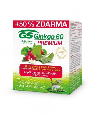 GS Ginkgo 60 Premium 40+20 tablet GS Ginkgo 60 Premium 40+20 tablet