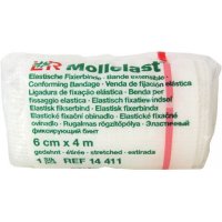 Obinadlo elastické fixační Mollelast 6cmX4m, jednotlivě v celofánu, REF 14411, 1KS