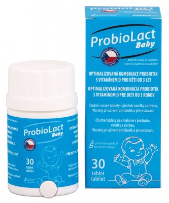 ProbioLact Baby tablety na cucání s vitaminem D příchuť vanilka citron 30 ks