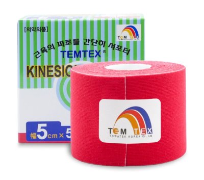 TEMTEX Kinesio tape 5 cm x 5 m tejpovací páska červená