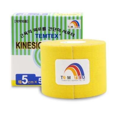 TEMTEX Kinesio tape 5 cm x 5 m tejpovací páska žlutá