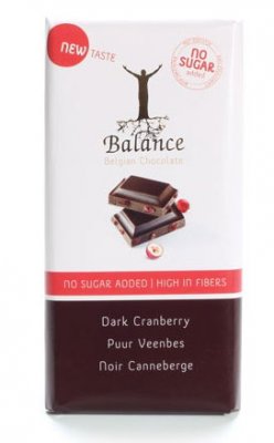 Balance Hořká čokoláda s brusinkami bez cukru 85g