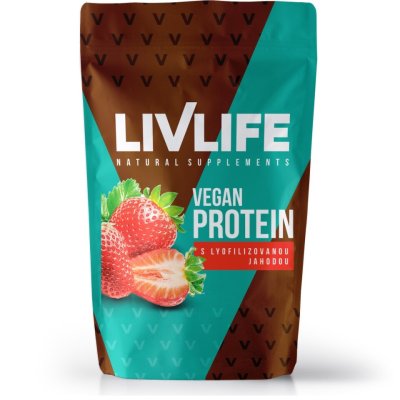 LIVLIFE Vegan Protein s lyofilizovan.jahodou 245g