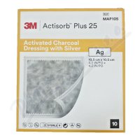 ACTISORB PLUS 25 KRYTÍ S AKTIVNÍM UHLÍM A STŘÍBREM 10,5X10,5CM,10KS V BALENÍ