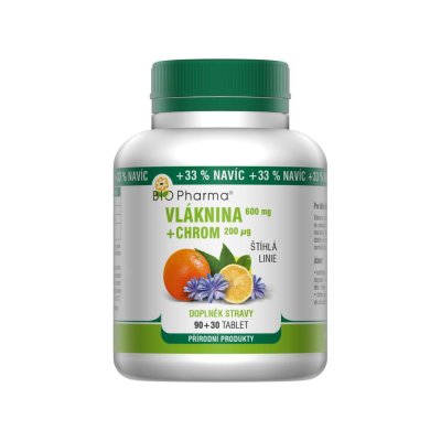 Bio Pharma Vláknina 600 mg + Chrom 200 mcg 120 tablet