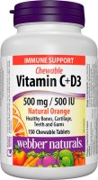 Webber Naturals Vitamin C+D3 500 mg/500 IU 200 tbl Natural Orange