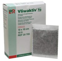 KRYTÍ S AKTIVNÍM UHLÍM A STŘÍBREM VLIWAKTIV AG SAV 10X10CM,SAVÁ KOMPRESE,10KS