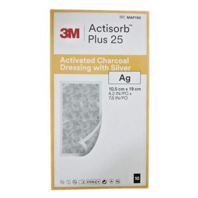 ACTISORB PLUS 25 KRYTÍ S AKTIVNÍM UHLÍM A STŘÍBREM 19,0X10,5CM, 10 KS V BALENÍ