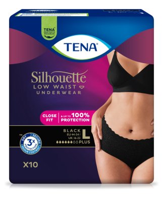 TENA SILHOUETTE PLUS BLACK L KALHOTKY ABSORPČNÍ NATAHOVACÍ,BOKY 95-125CM,810ML