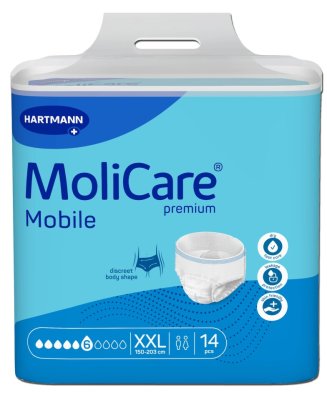 KALHOTKY NAVLÉKACÍ MOLICARE MOBILE 6 KAPEK XXL BOKY 150-203CM,2277ML,14KS