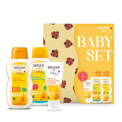 Weleda měsíčkový kojenecký krém 75 ml + Měsíčková kojenecká koupel 200 ml + měsíčkový kojenecký olej 200 ml + bavlněná plena s potiskem dárková sada Weleda měsíčkový kojenecký krém 75 ml + Měsíčková kojenecká koupel 200 ml + měsíčkový kojenecký olej 200 ml + bavlněná plena s potiskem dárková sada
