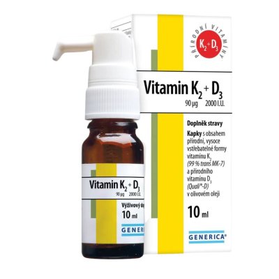 Vitamin K2 90mcg + D3 2000 I.U.kapky 10ml Generica