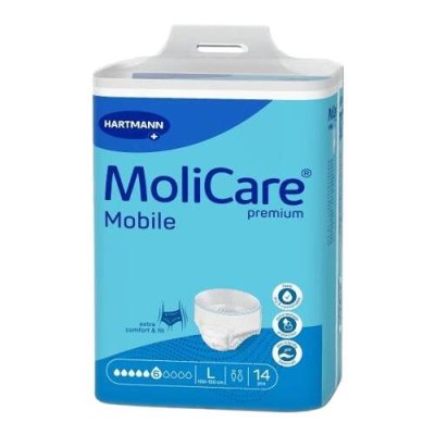 KALHOTKY NAVLÉKACÍ MOLICARE MOBILE 6 KAPEK L BOKY 100-150CM, 2003ML,14KS