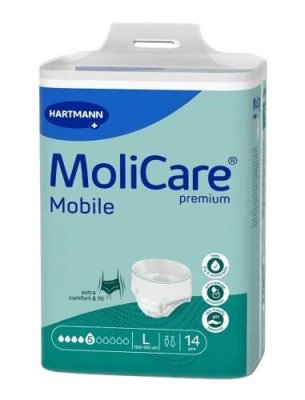 KALHOTKY NAVLÉKACÍ MOLICARE MOBILE 5 KAPEK L BOKY 100-150CM,1223ML,14KS