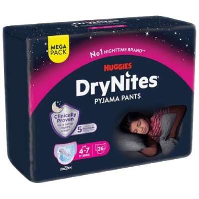 DryNites natahovací kalhotky na noc pro dívky MEGA pack 4-7 let / 17-30kg / 26ks DryNites natahovací kalhotky na noc pro dívky MEGA pack 4-7 let / 17-30kg / 26ks