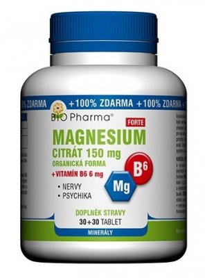 BIO Pharma Magnesium citrát 150 mg + Vitamin B6 60 tablet