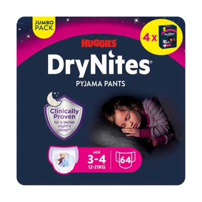 DryNites natahovací kalhotky pro dívky JUMBO box 3-4 roky / 12-21kg / 4x16ks DryNites natahovací kalhotky pro dívky JUMBO box 3-4 roky / 12-21kg / 4x16ks