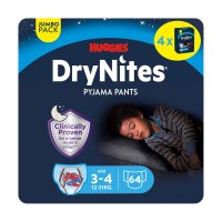 DryNites natahovací kalhotky pro chlapce JUMBO pack 3-4 roky/ 12-21kg / 4x16ks DryNites natahovací kalhotky pro chlapce JUMBO pack 3-4 roky/ 12-21kg / 4x16ks