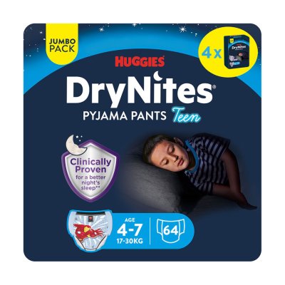 DryNites natahovací kalhotky na noc pro chlapce JUMBO box 4-7let/17-30kg/4x16ks DryNites natahovací kalhotky na noc pro chlapce JUMBO box 4-7let/17-30kg/4x16ks