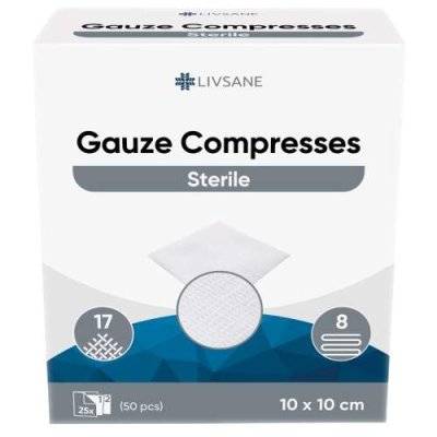 LIVSANE Sterilní gázové kompresy 10x10cm 25x2ks
