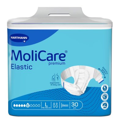 KALHOTKY ZALEPOVACÍ MOLICARE ELASTIC 6 KAPEK L BOKY 115-145CM,2349ML,30KS KALHOTKY ZALEPOVACÍ MOLICARE ELASTIC 6 KAPEK L BOKY 115-145CM,2349ML,30KS