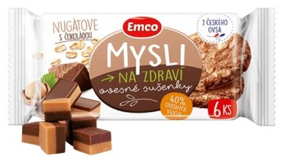 EMCO Mysli Ovesné sušenky nugátové s čokoládou 6ks