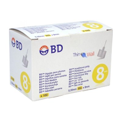 BD 30G Inzulinové jehly 0,30 x 8 mm 100 ks
