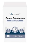 LIVSANE Nesterilní gázové kompresy 7.5x7.5cm 100ks
