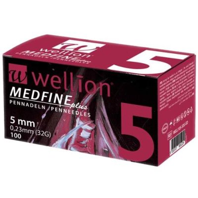 WELLION MEDFINE PLUS JEHLY PRO INZULÍNOVÁ PERA JEHLY PRO VŠECHNA INZULÍNOVÁ PERA, VEL. 32G X 5 MM