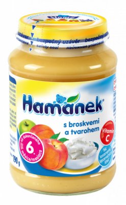 Hamánek kojenecká výživa s broskv. a tvarohem 190g