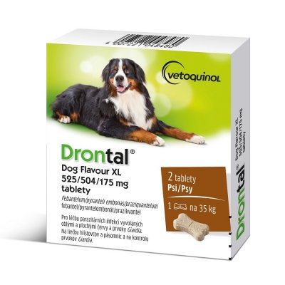 Drontal Dog Flavour XL 525/504/175mg pro psy 2 tablety