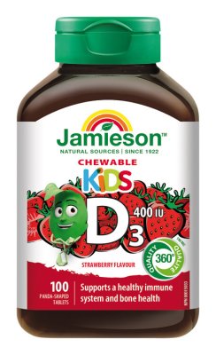 Jamieson Vitamín D3 Kids jahoda 100 cucacích tablet