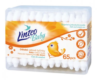 Vatové tyčinky LINTEO BABY - bílé 65ks box