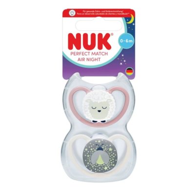 NUK Perfect M.AIR Night dudlík 0-6m 2ks mix barev