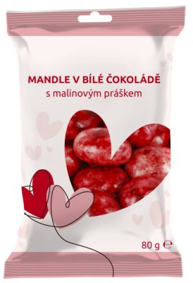 BENU Mandle v bílé čokoládě s malin.práškem 80g