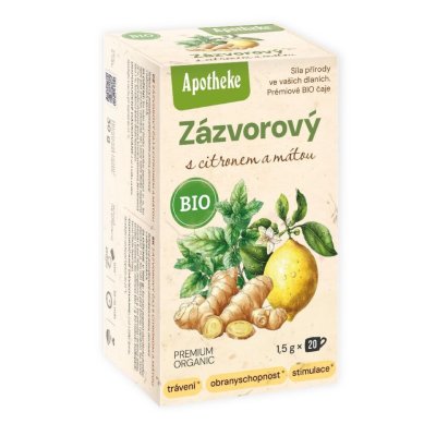 Apotheke BIO Zázvor.s citronem a mátou čaj 20x1.5g