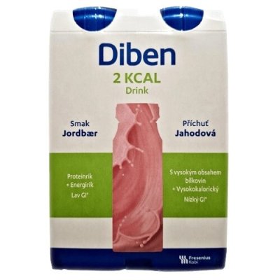DIBEN 2 KCAL DRINK PŘÍCHUŤ JAHODOVÁ POR SOL 4X200ML