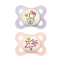 MAM Dudlík Original Night box 0+m fialo/růžový 2ks