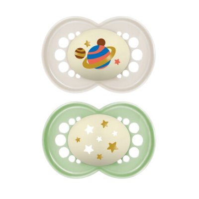 MAM Dudlík Original Night box 6+m šedý/zelený 2ks