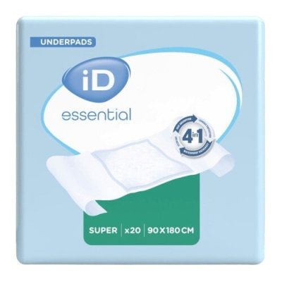 PODLOŽKY ABSORPČNÍ ID PROTECT SUPER 90X180CM SE ZÁLOŽKOU,SAVÉ JÁDRO 60X90CM,2500ML,20K