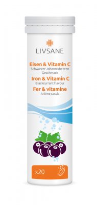 LIVSANE Šumivé tablety Železo + Vitamin C 20ks