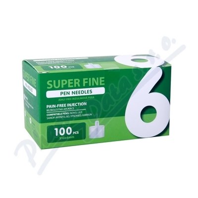 JEHLY PRO INZULÍNOVÁ PERA SUPER FINE, 6MM 31G, 100KS JEHLY PRO INZULÍNOVÁ PERA SUPER FINE, 6MM 31G, 100KS