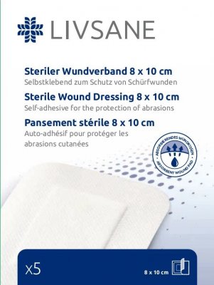 LIVSANE náplast sterilní na oděrky 8x10cm 5ks - II. jakost