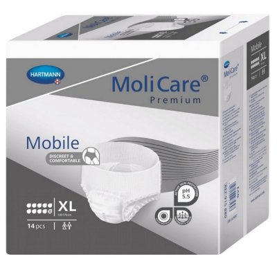 KALHOTKY ABSORPČNÍ NATAHOVACÍ MOLICARE MOBILE 10 KAPEK XL BOKY 130-170CM,2757ML,14KS